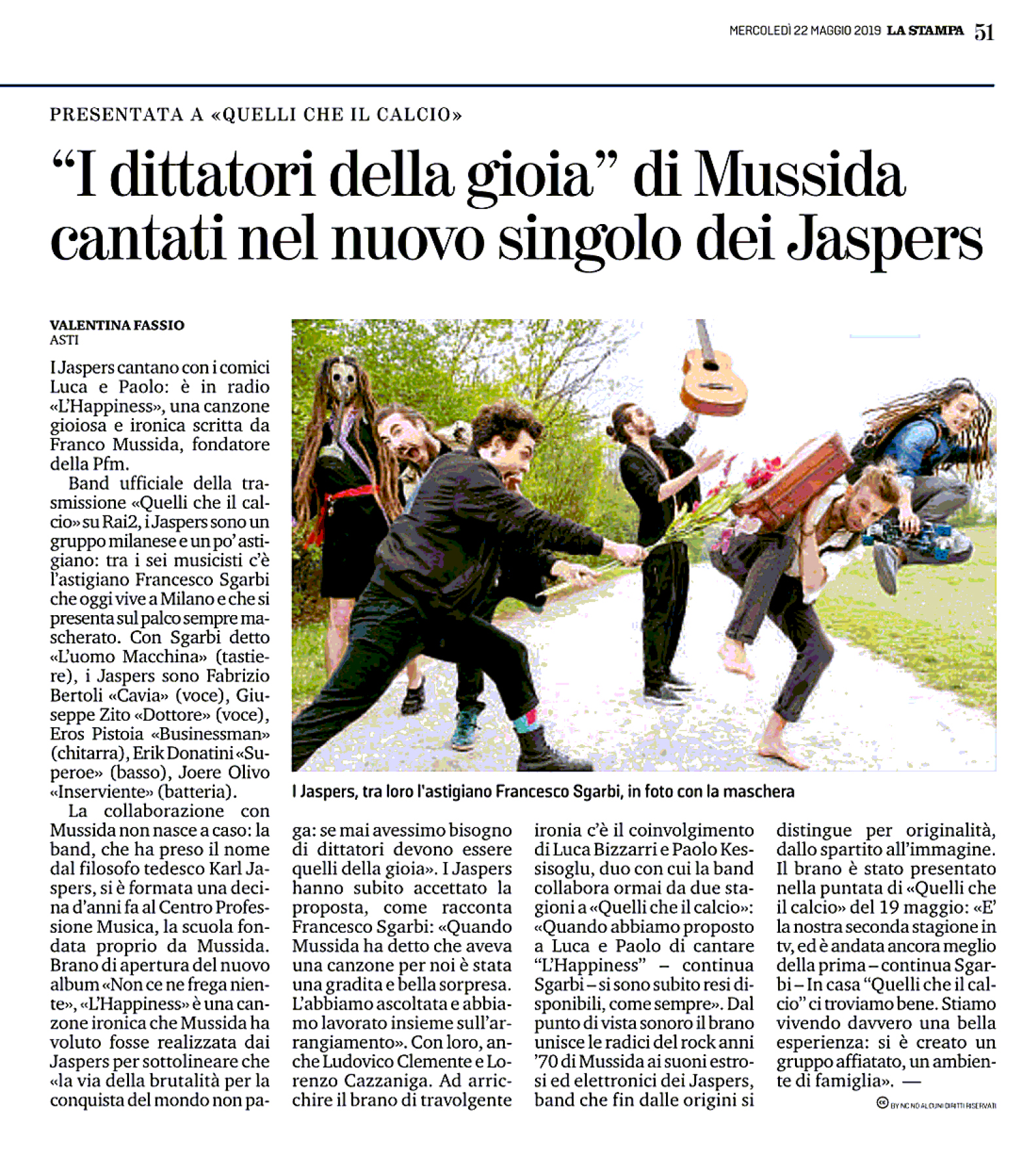 I Jaspers su La Stampa (22-05-2019)
