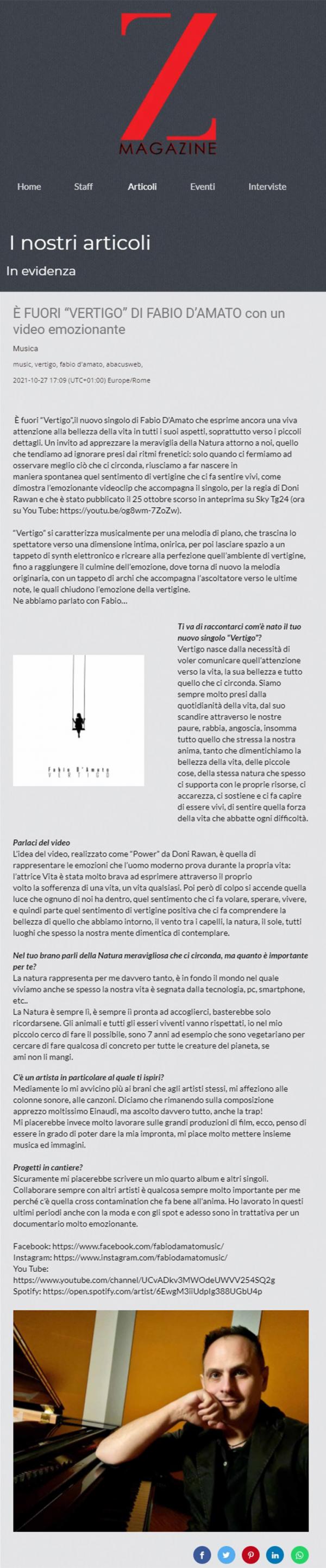 Fabio D'Amato su Z Magazine
