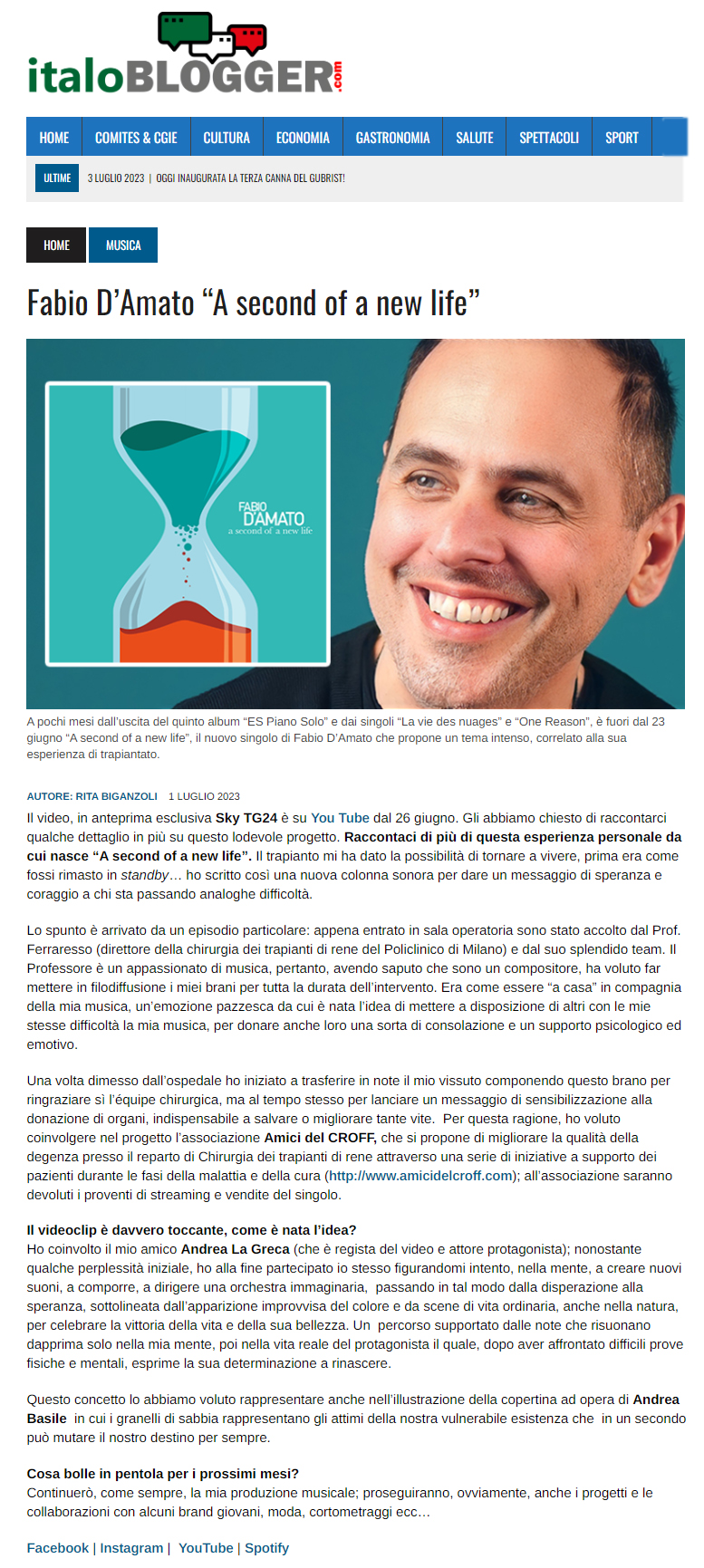 Fabio D'Amato su ItaloBlogger (04-07-2023)