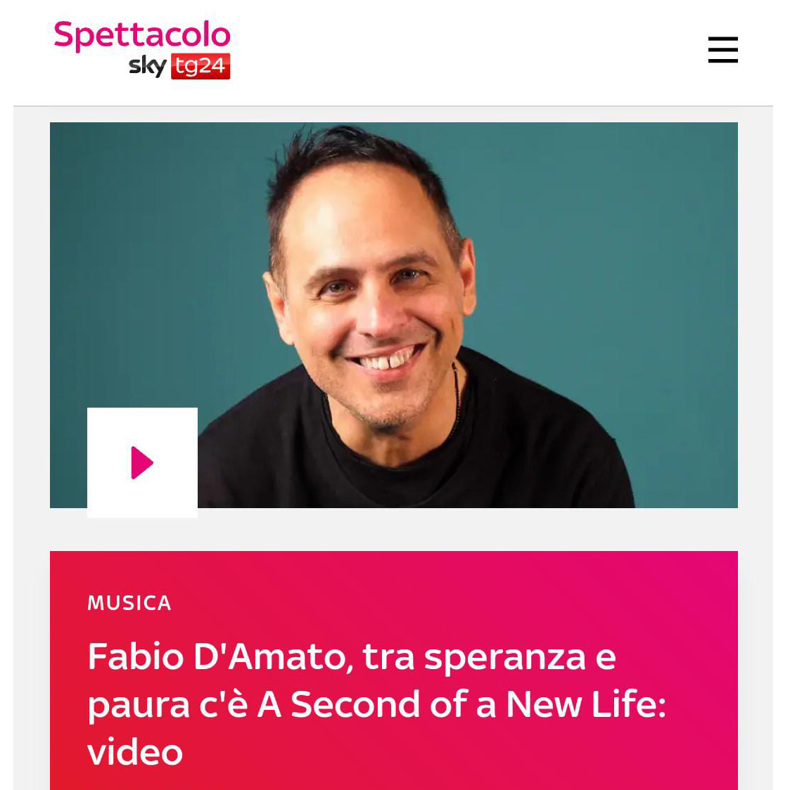 Anteprima video "A second of a new life"  - Fabio D'Amato su  Sky TG24