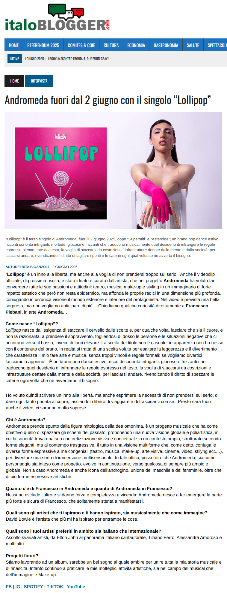 Andromeda su ItaloBlogger (02-06-2025)