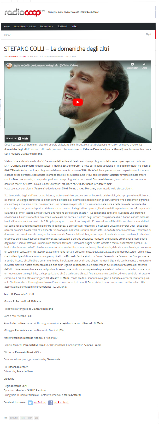 Stefano Colli su RadioCoop (09-02-2025)