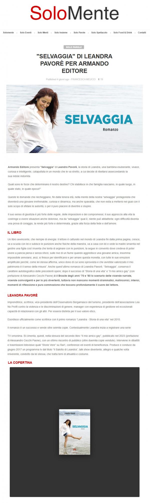Leandra Pavorè su Solomente.it