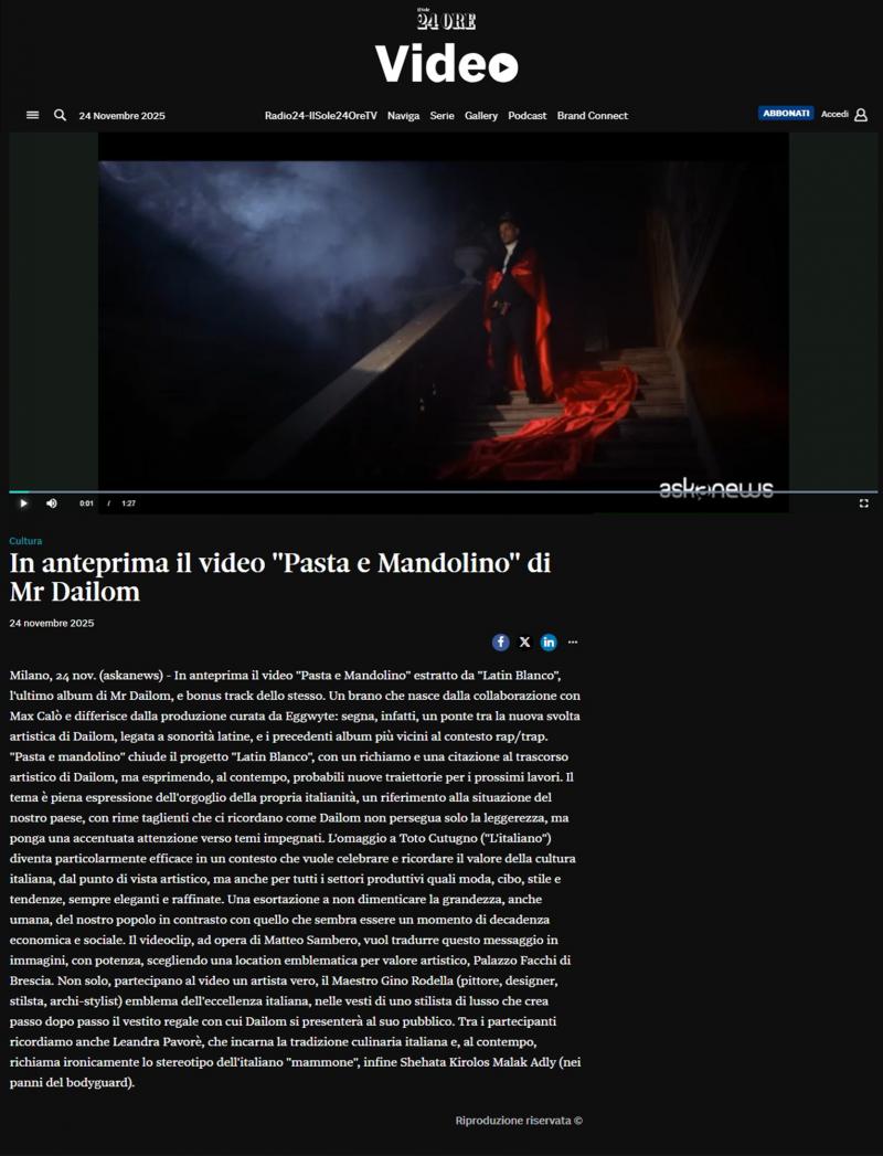 Mr. Dailom su Il Sole 24Ore