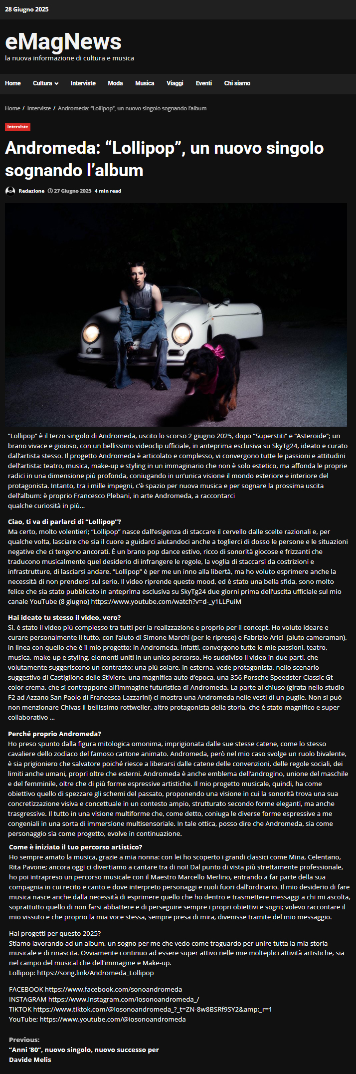 Andromeda su EmagNews del 27-06-2025